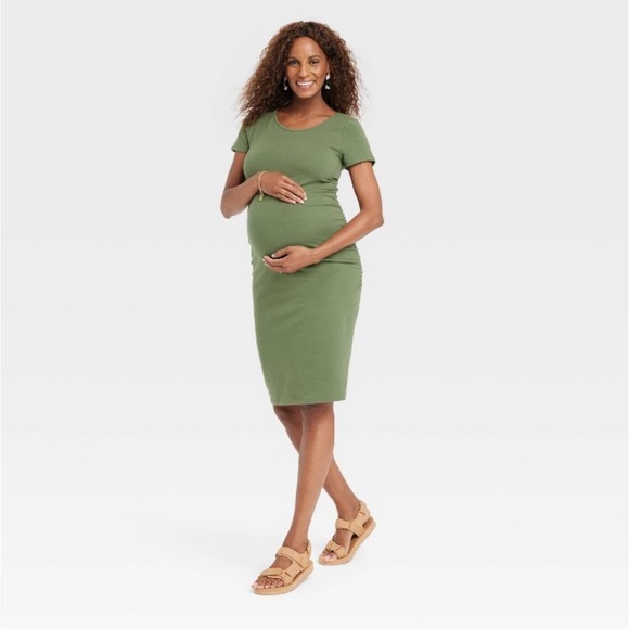 Isabel Maternity by Ingrid & Isabel Dresses & Skirts - Short Sleeve Essential T-Shirt Maternity
Dress - Isabel Maternity Green XS